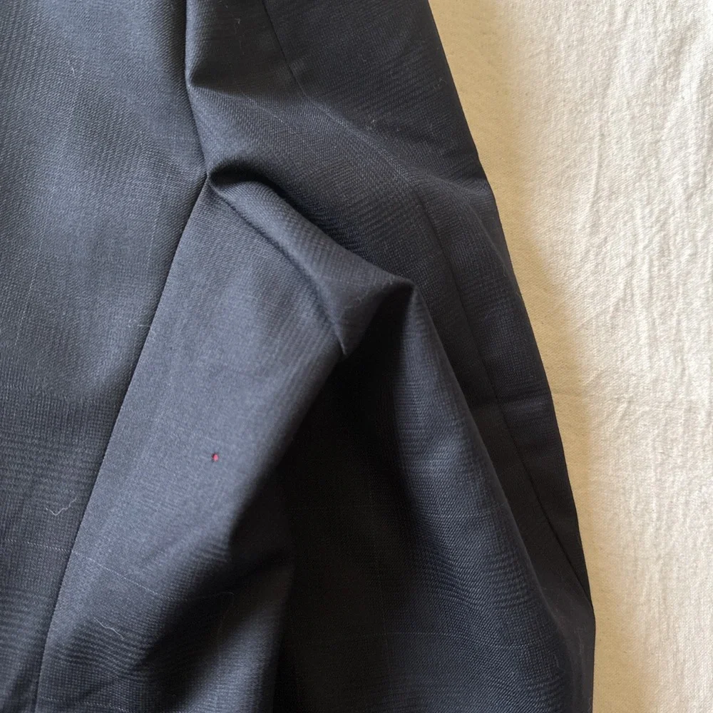 Custom Tailored Holland & Sherry Blue Plaid Wool Blazer 48
